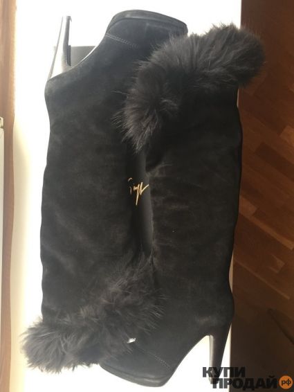 Продаю: Ботфорты сапоги новые Ferre Италия 39 размер женские замшевые чёрные зимние замша натуральная мех верх енот двойной большой внутри кролик мягкий на...