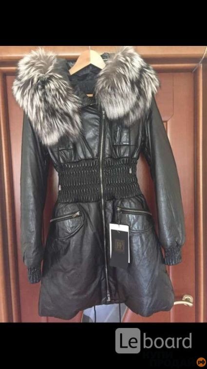Продаю: Пуховик куртка парка новый женский кожаный чёрный зимний Fashion Furs Италия размер 46 44 М S/M S кожа натуральная на замке с капюшоном мех...