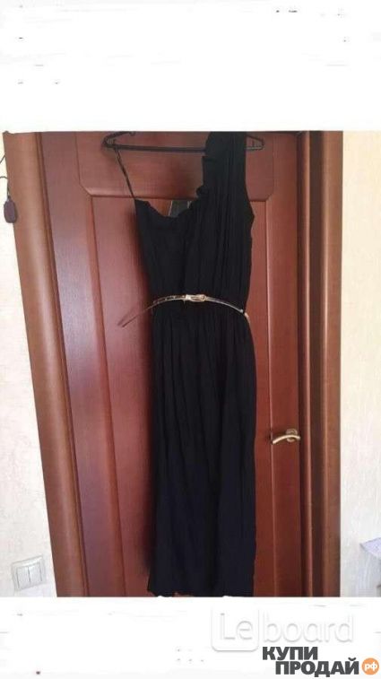 Продаю: Сарафан платье длинный новый женский чёрный размер M/L 46 48 ткань хлопок вискоза нейлон мягкая дышащая приятная к телу на одно плечо пояс кожзам...